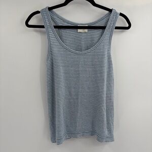 Wrap London blue white striped summer boho sleeveless linen tank top sz 4 small